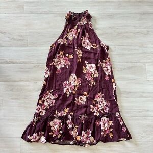 Xhilaration Burgundy Floral Halter Dress